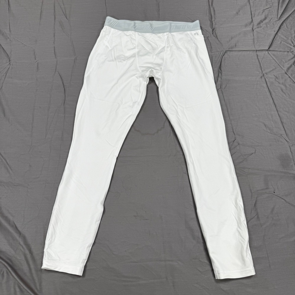 DSG Mens Compression Leggings White Athletic Training Tights Base Layer Large
